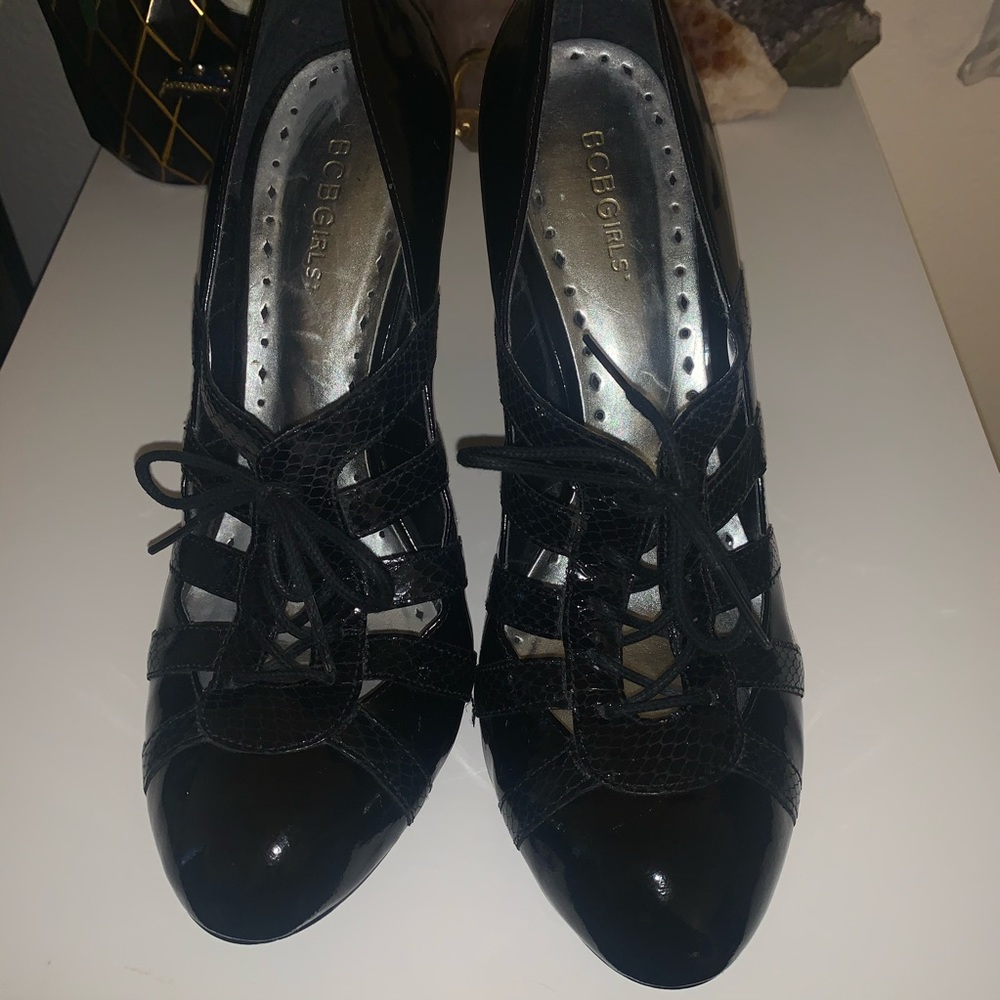 BCBG girls lace up heels